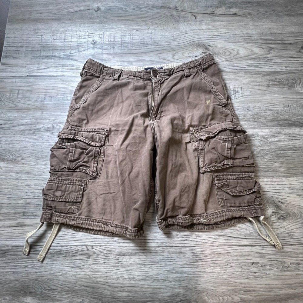 Bailey's Point Cargo Shorts Mens 36 Brown Cotton Relaxed Utility Drawstring AB24